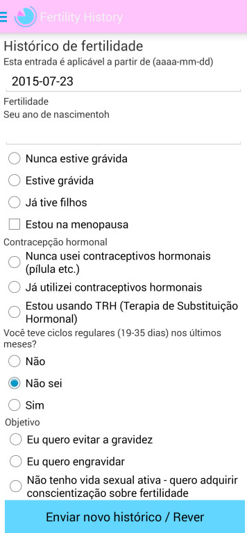 Histórico de fertilidade